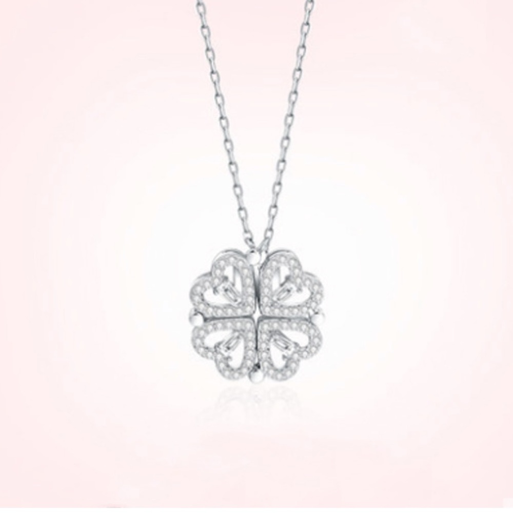 Four leaf clover heart necklace